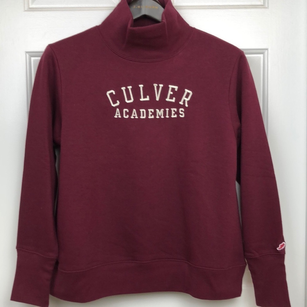 NWOT Culver Academies Sweatshirt Mock Neck Turtleneck Medium Maroon Embroidered